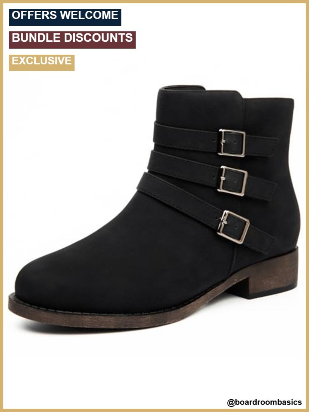 Women's Low Chunky Heel Ankle Booties Side Zip Faux Leather Casual